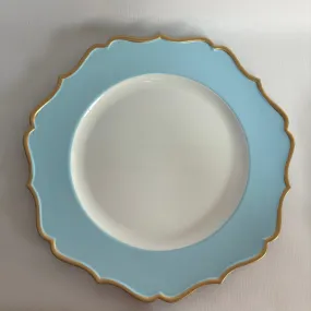 13" Acrylic flower Charger Plate-baby blue/gld