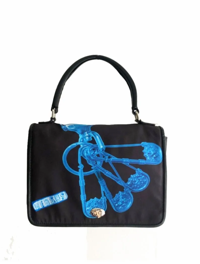 1990s Versace Versus Nylon Medusa Clutch Bag