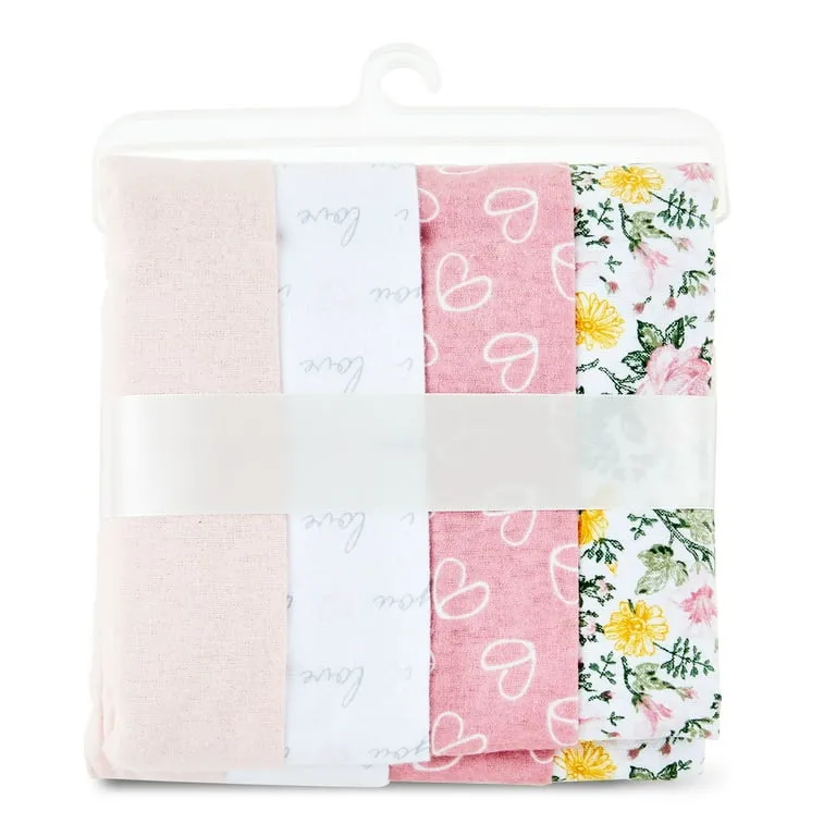 4 Pack Floral Receiving Blankets.