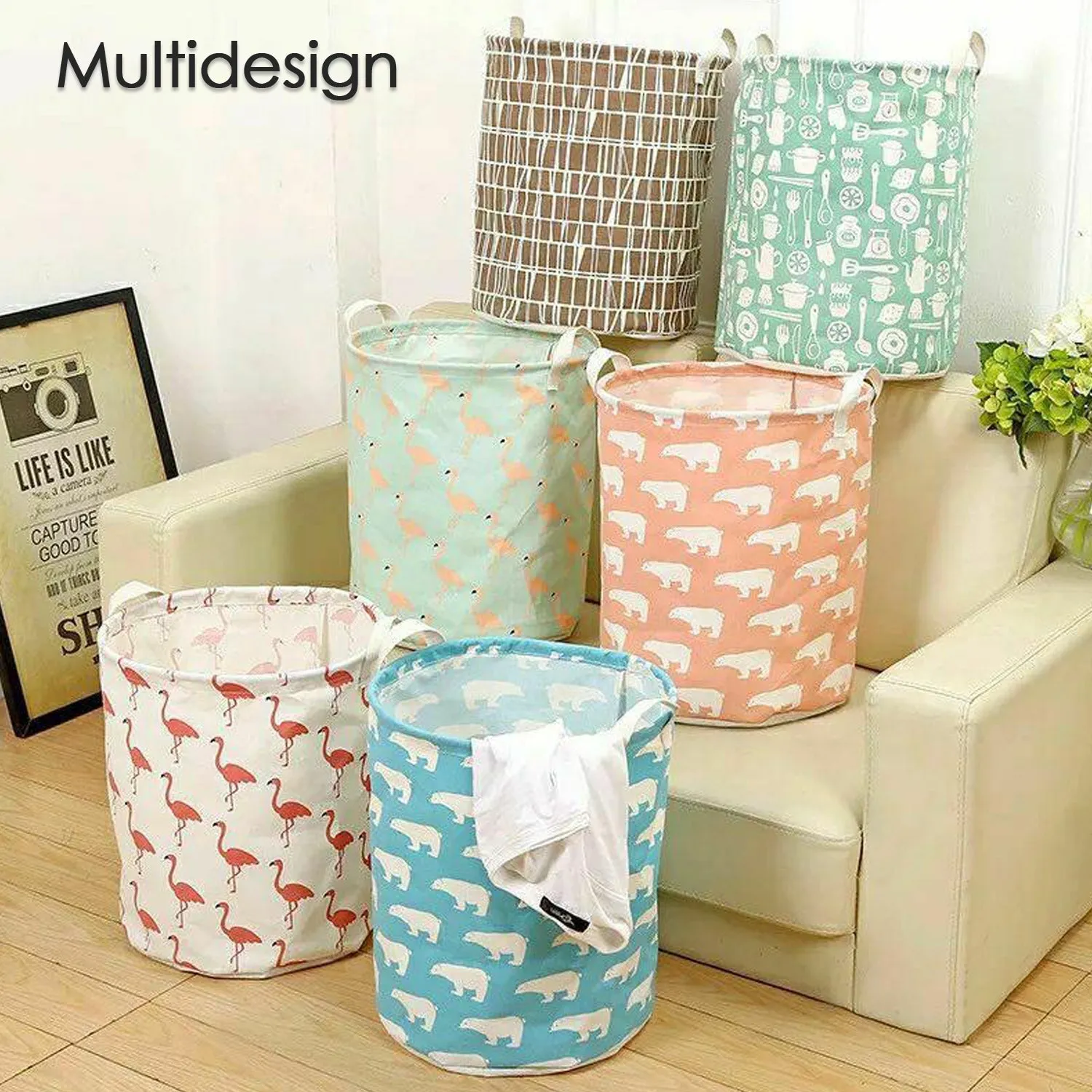 6276 Durable and Collapsible Laundry storage Bag with Handles Clothes & Toys Storage Foldable Laundry Bag for Dirty Clothes.