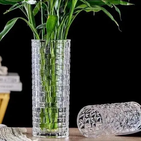 7 Inch Glass, Flower Vase, Glass Vase For Home Office, Home Decor Center Table Bedroom Living Room And Office Decoration (Pack Of 1) Flower Pot, Decorative Vas, White