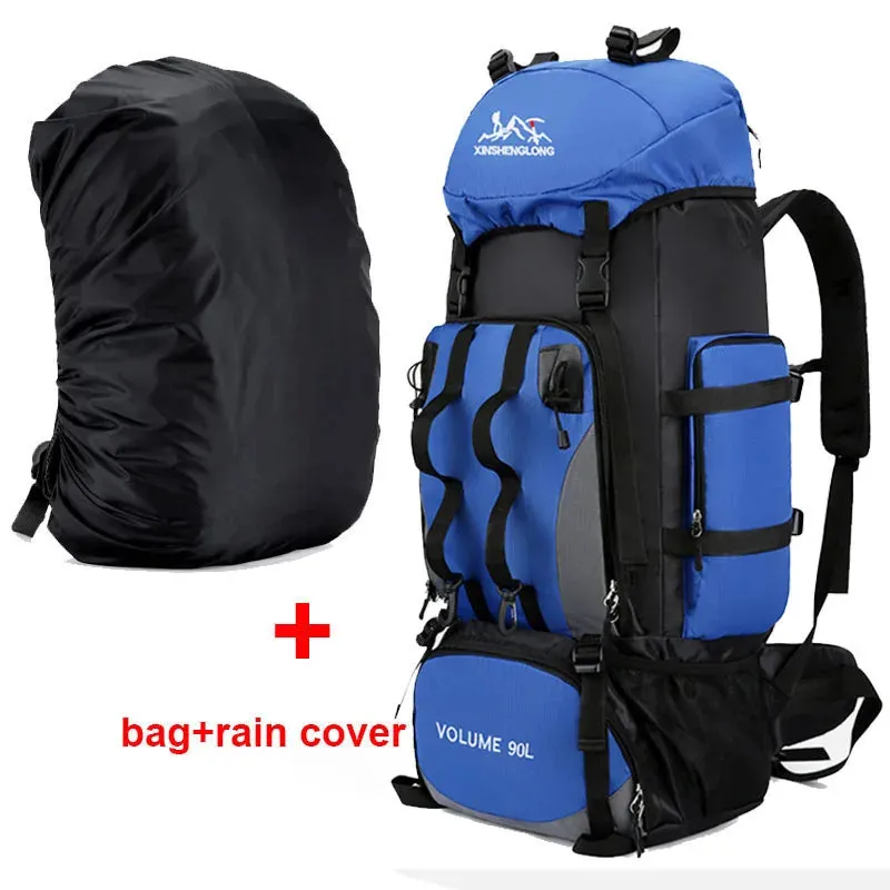 90L Waterproof Backpack Rucksack Large Capacity Sports Bag Camping Equipment