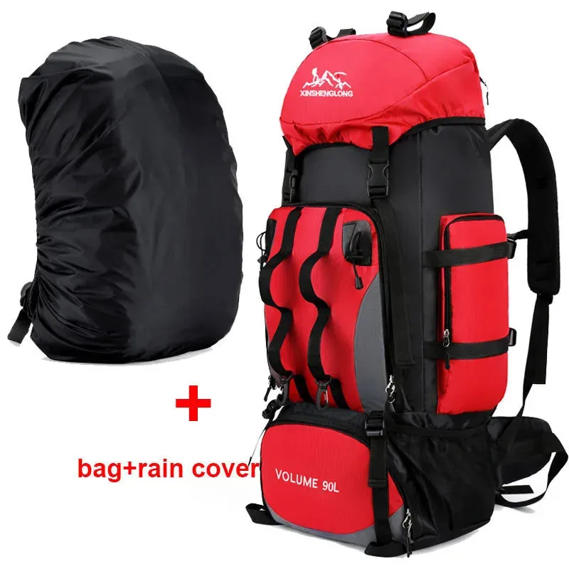 90L Waterproof Backpack Rucksack Large Capacity Sports Bag Camping Equipment