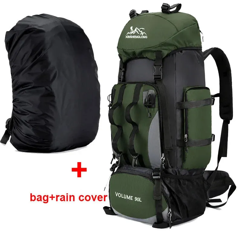 90L Waterproof Backpack Rucksack Large Capacity Sports Bag Camping Equipment