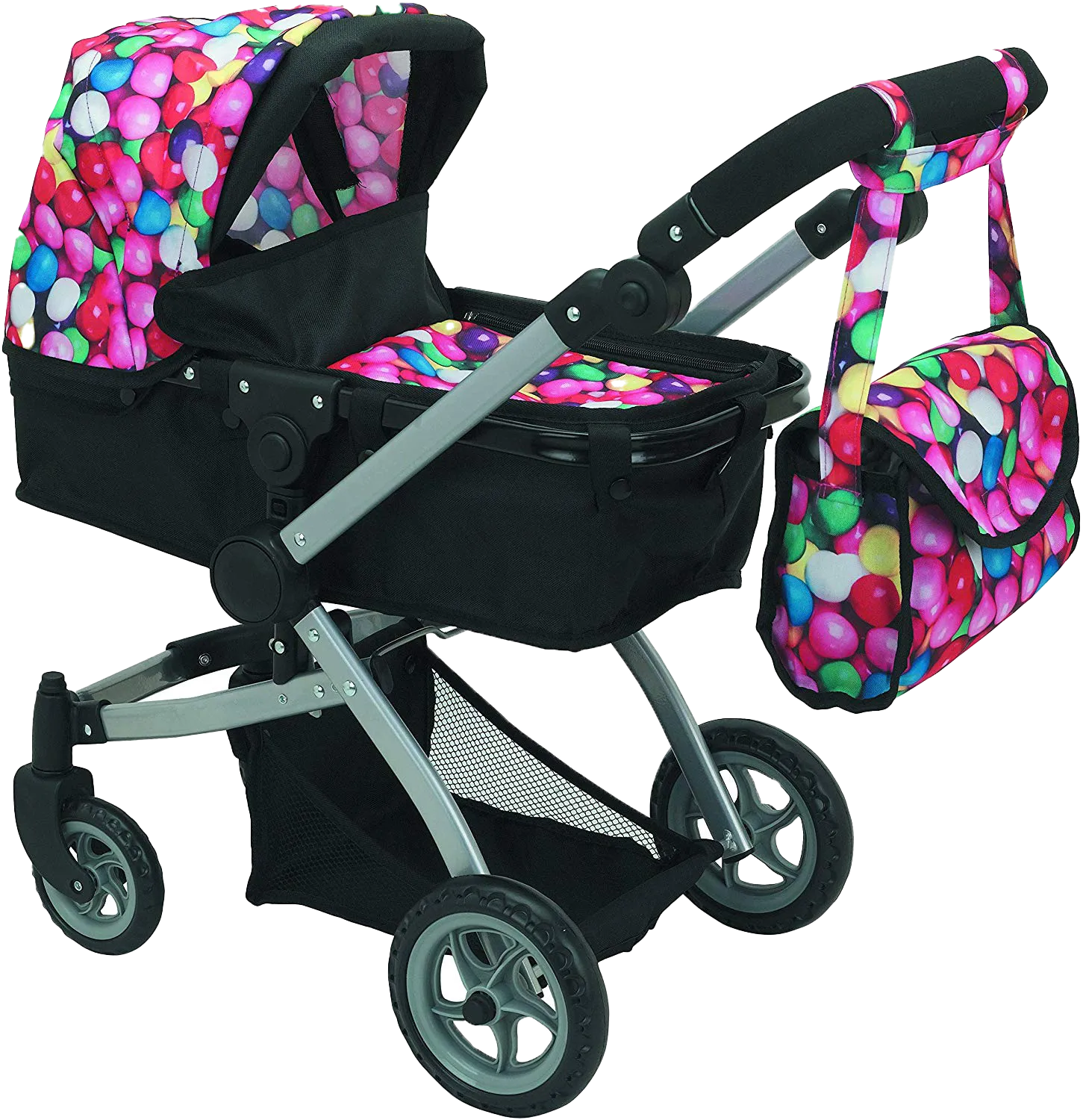 9651-B Bugaboo DOLL Bassinet Stroller with Diaper Bag and Swivel Wheels- Gumball