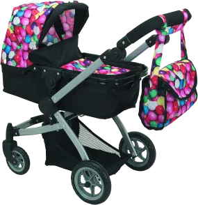 9651-B Bugaboo DOLL Bassinet Stroller with Diaper Bag and Swivel Wheels- Gumball