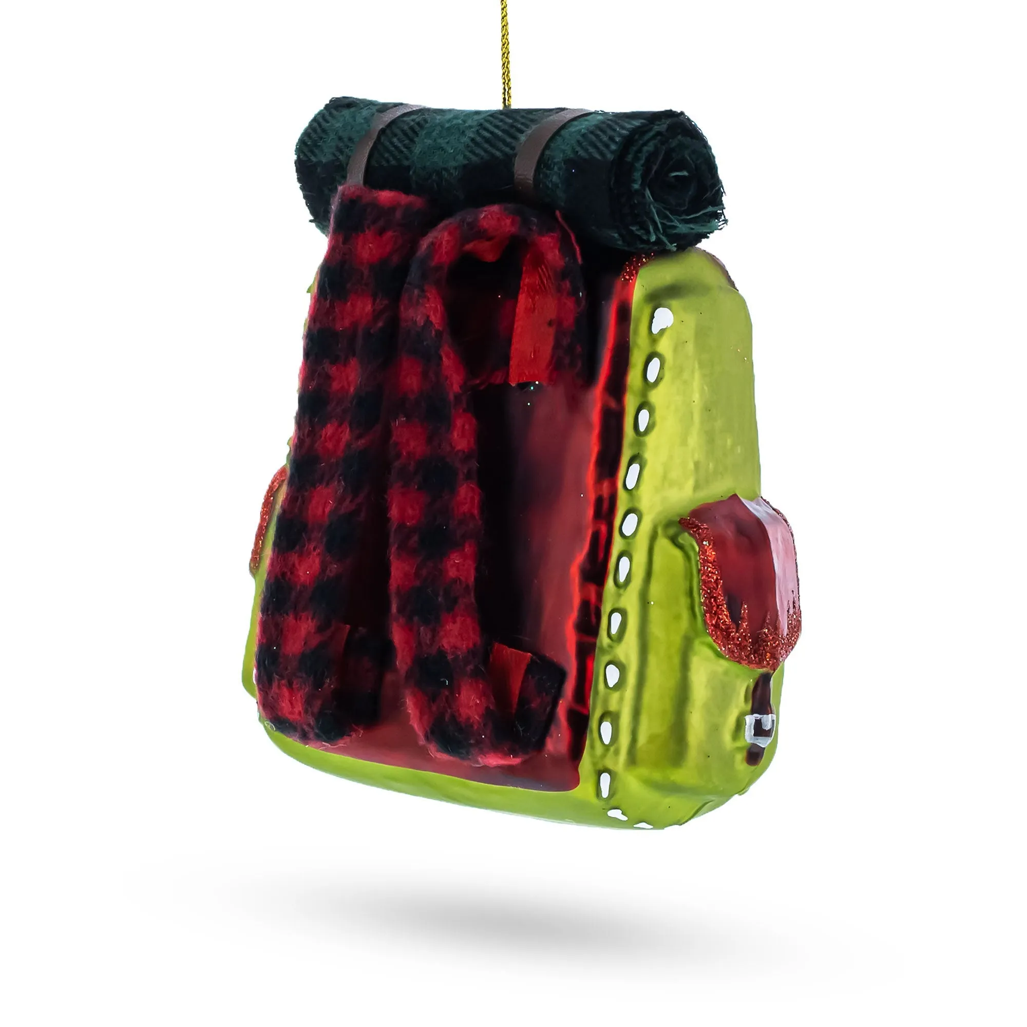 Adventurous Hiking Backpack - Blown Glass Christmas Ornament