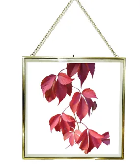 A.H Royal Decorative Brass & Glass Hanging Square Photo Frame with Pressed Glass (Size - 10x10 inch)