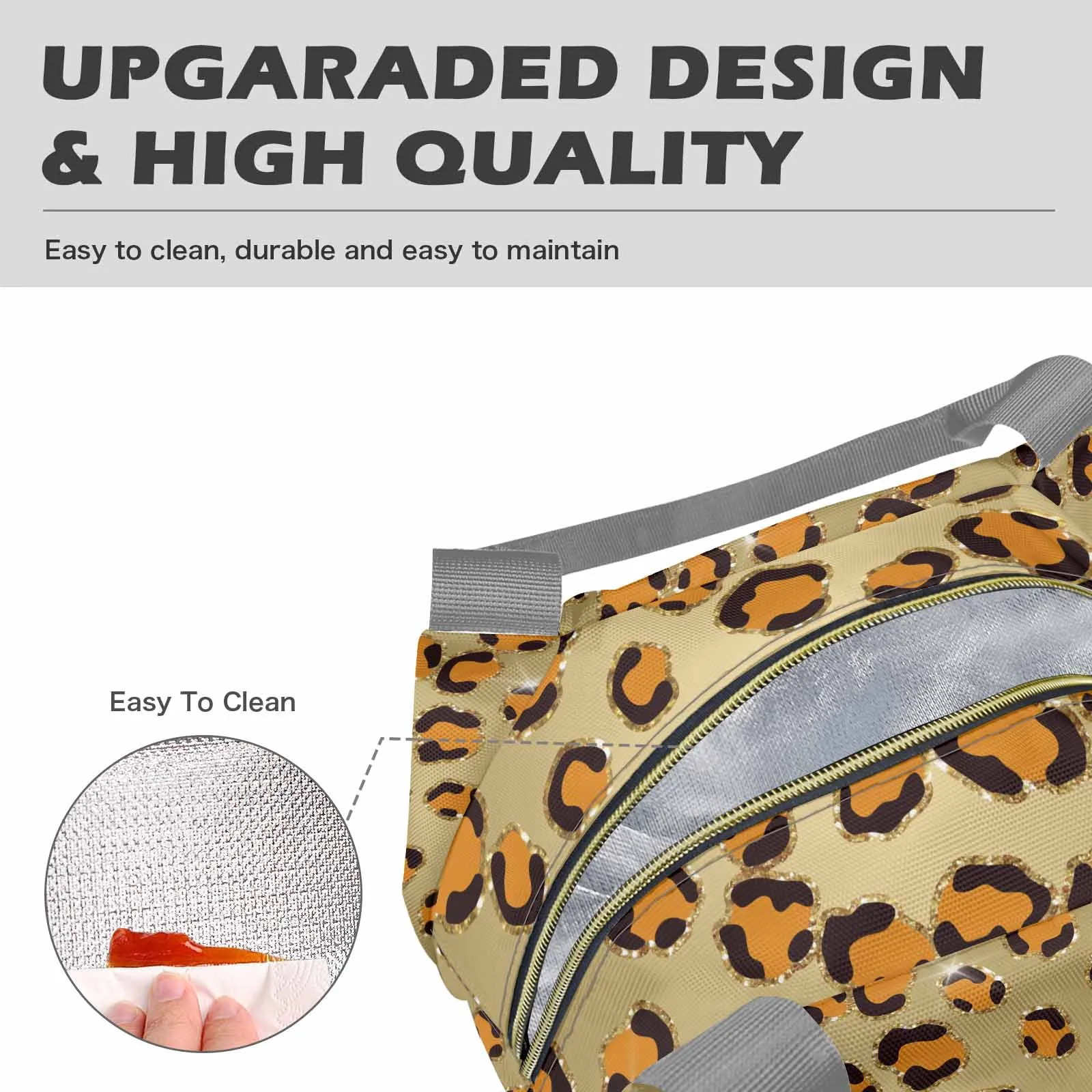 Animal Print 10  Portable Lunch Bag-Grey Handle