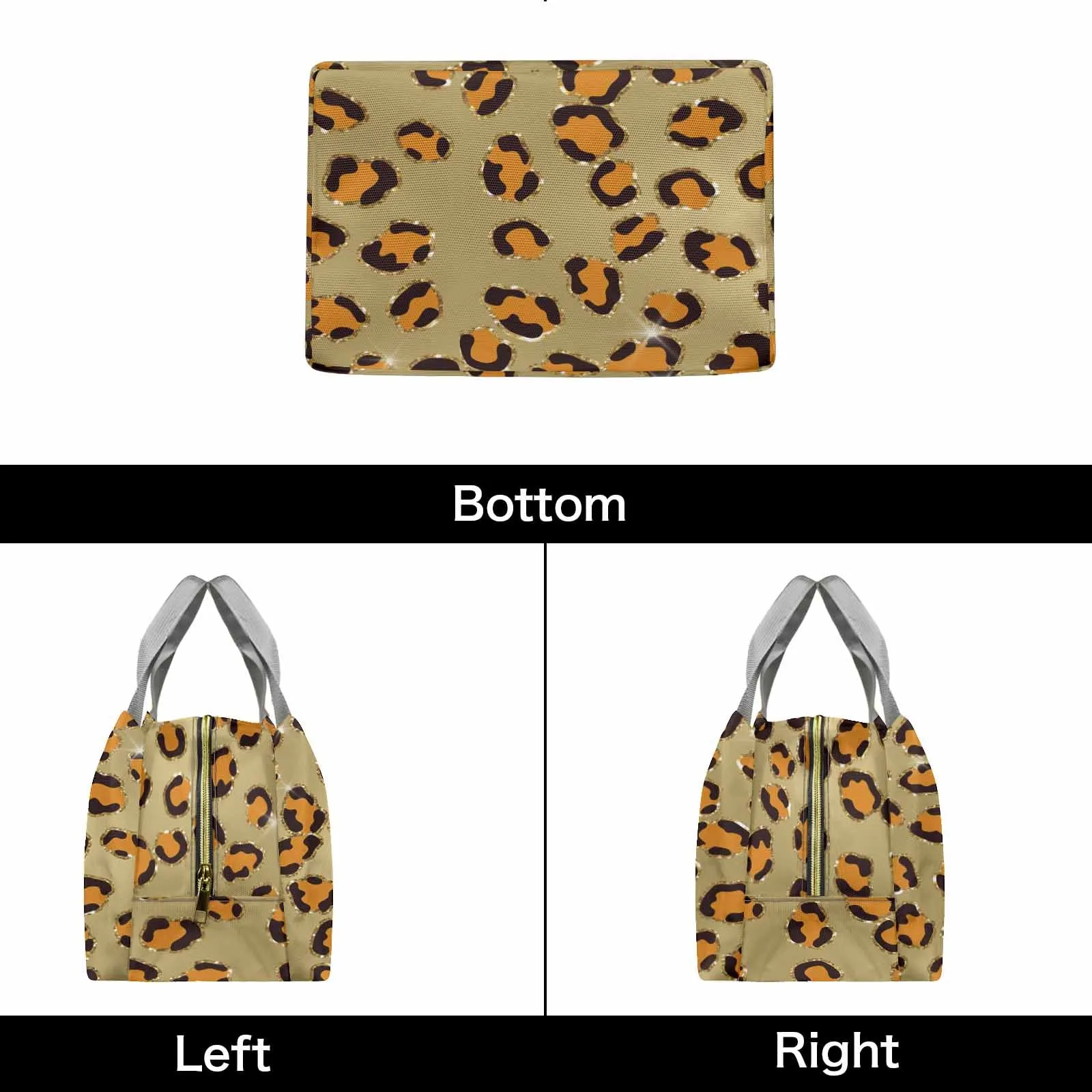 Animal Print 10  Portable Lunch Bag-Grey Handle