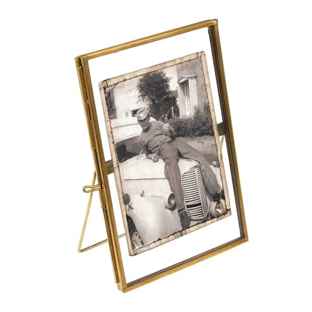 Art India Collections Table Top Glass Brass Photo Frame 6x8 inches