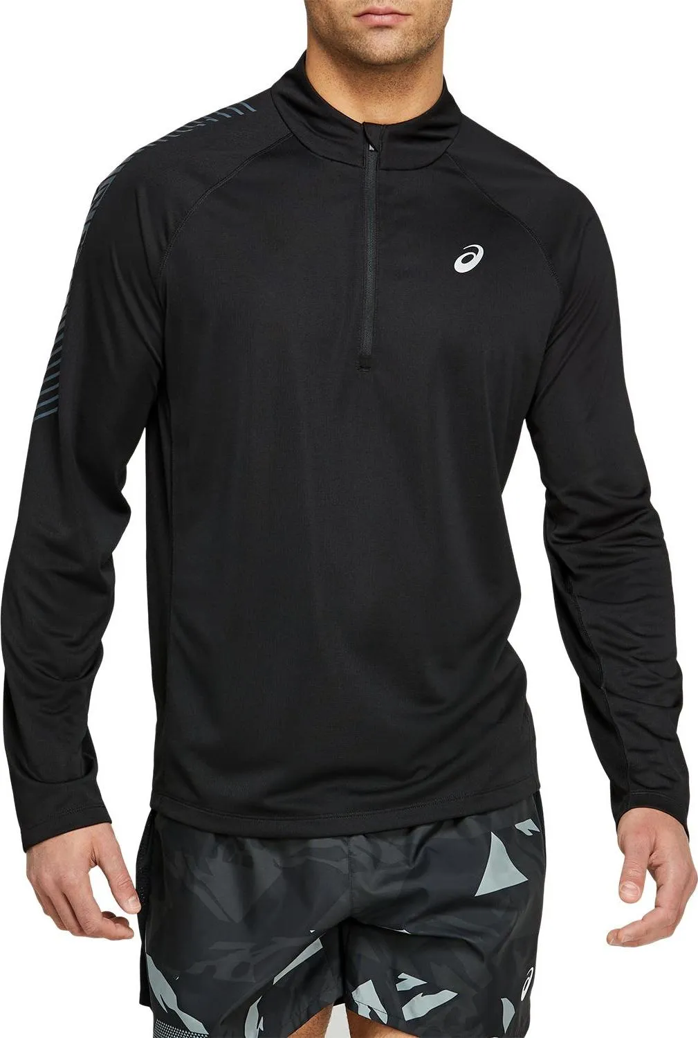 Asics Men&#x27;s Icon LS 1/2 Zip Performance Black/Carrier Grey | Buy Asics Men&#x27;s Icon LS 1/2 Zip Performance Black/Carrier Grey here | Outnorth