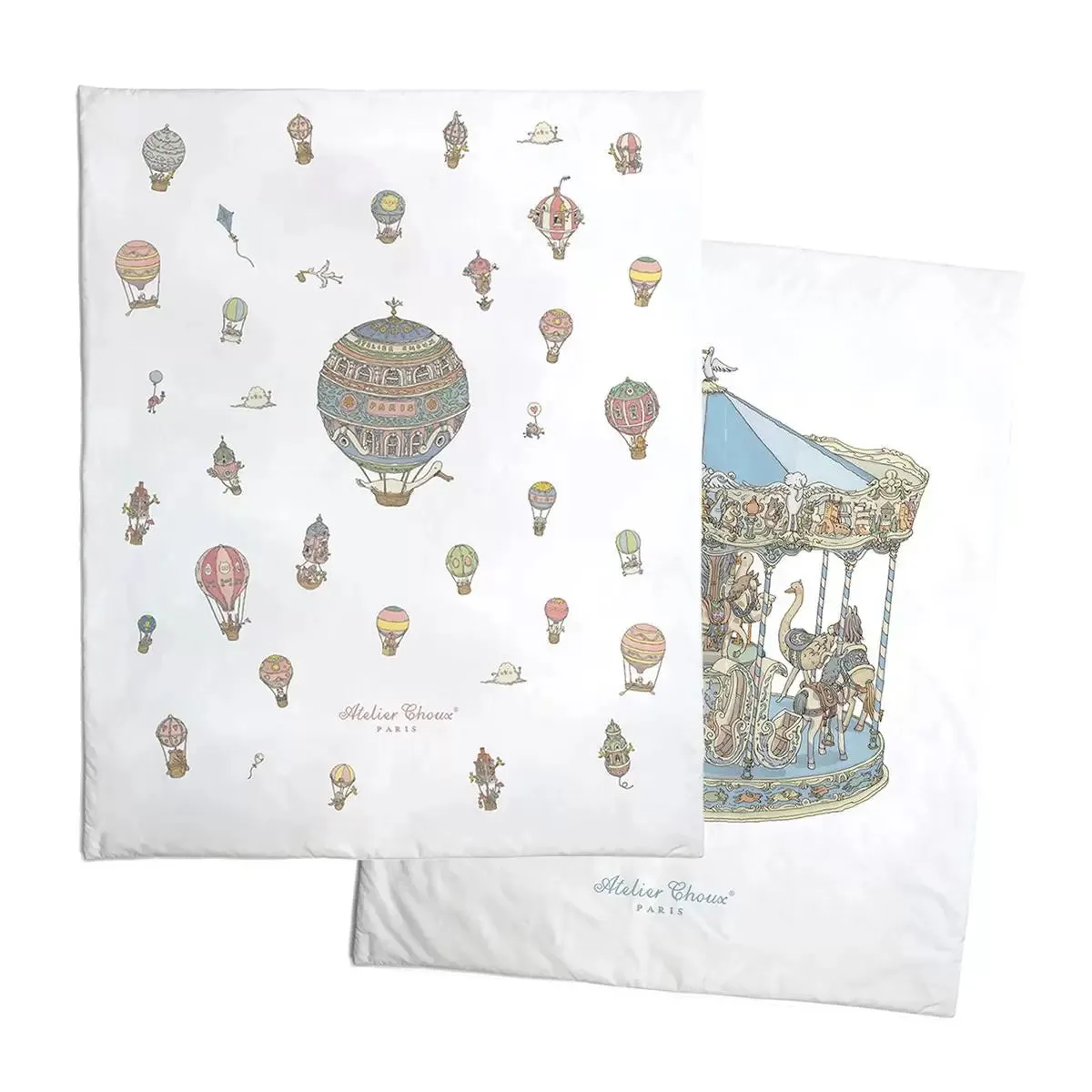 Atelier Choux Reversible Quilt Hot Air Ballon/Carousel Blue