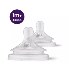 Avent Natural Baby Bottle Nipple, Flow 3, 1M  2 Pack