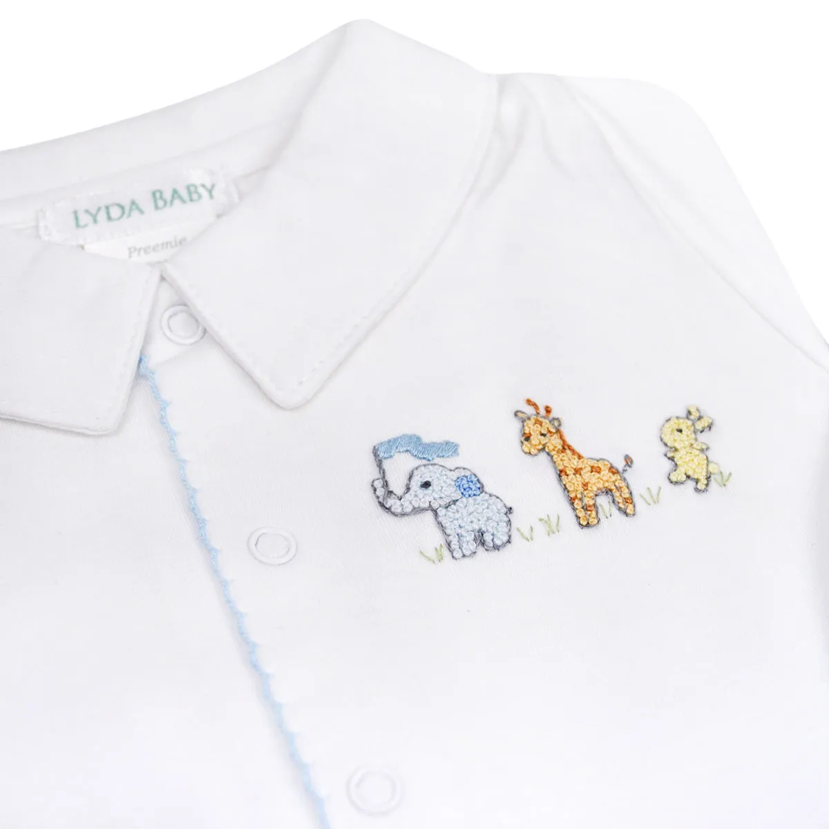 Baby Animals Embroidery Footie | Baby Boy