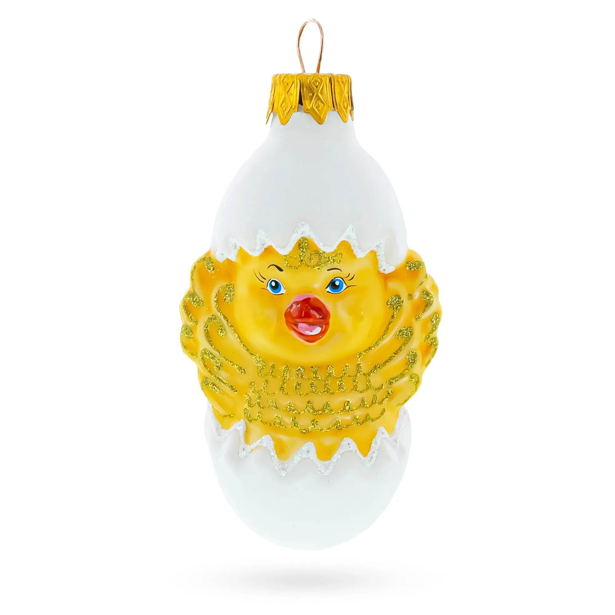 Baby Chick In Egg Glass Christmas Ornament