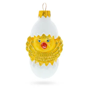 Baby Chick In Egg Glass Christmas Ornament