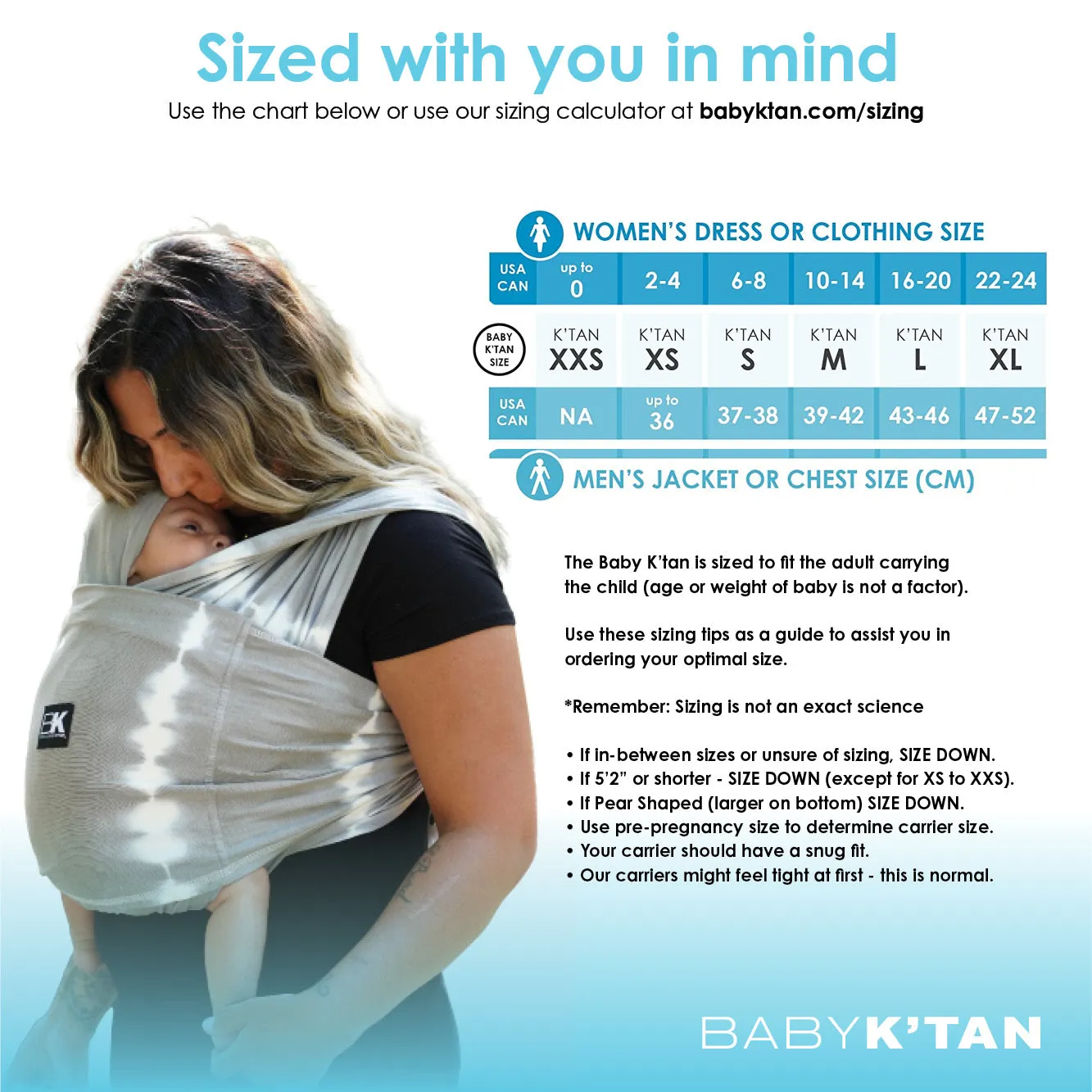 Baby K'tan Active Oasis Baby Carrier - Black/Grey - M