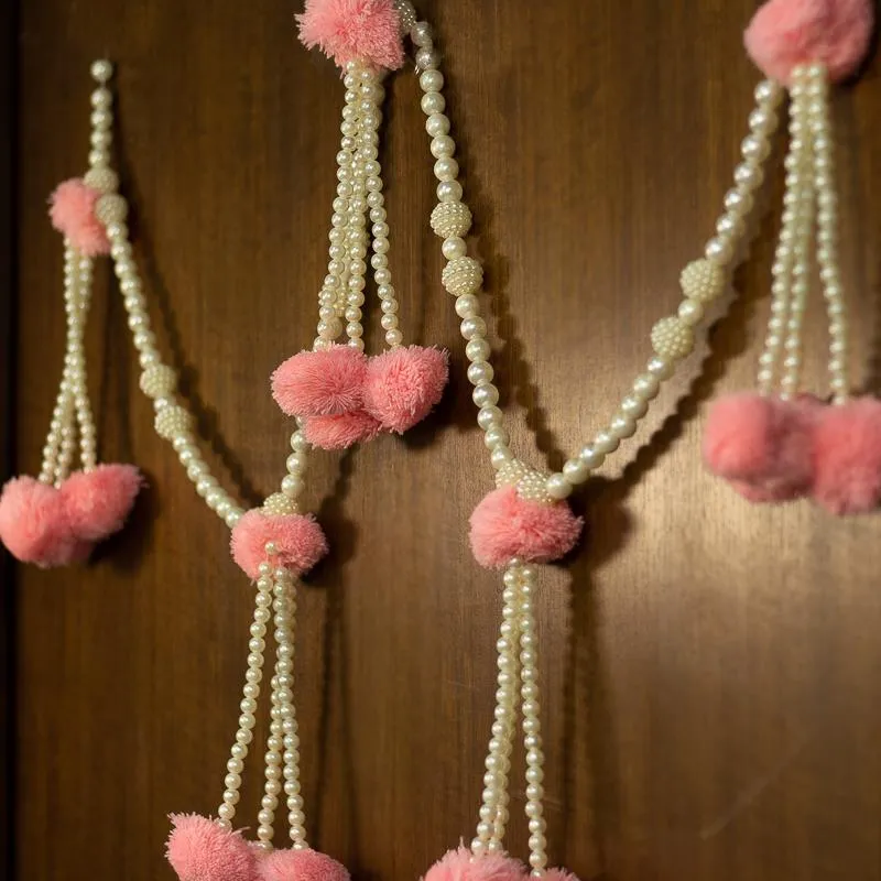 Baby Pink Pom Pom Toran/ Bandhanwar