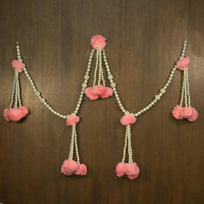 Baby Pink Pom Pom Toran/ Bandhanwar