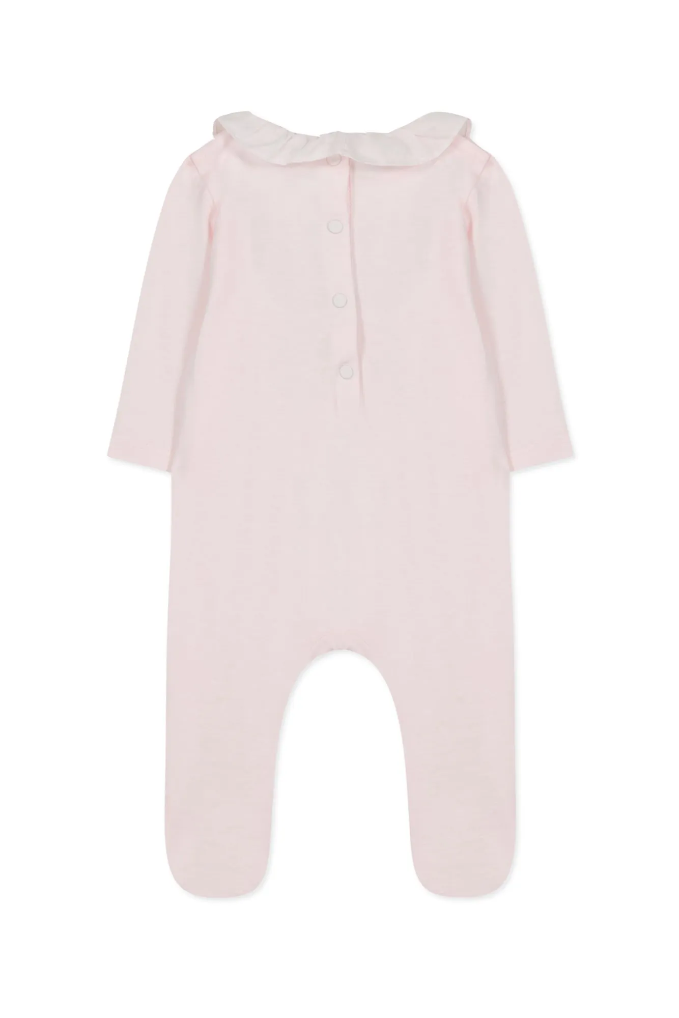 Babygrow - Pale Pink Bib Collar with Embroidery