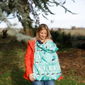 BabyWearing Fleece-lined Cover - TEAL SEAGULLS