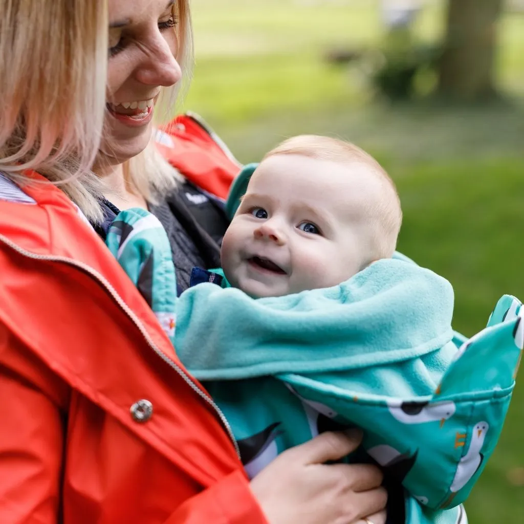 BabyWearing Fleece-lined Cover - TEAL SEAGULLS