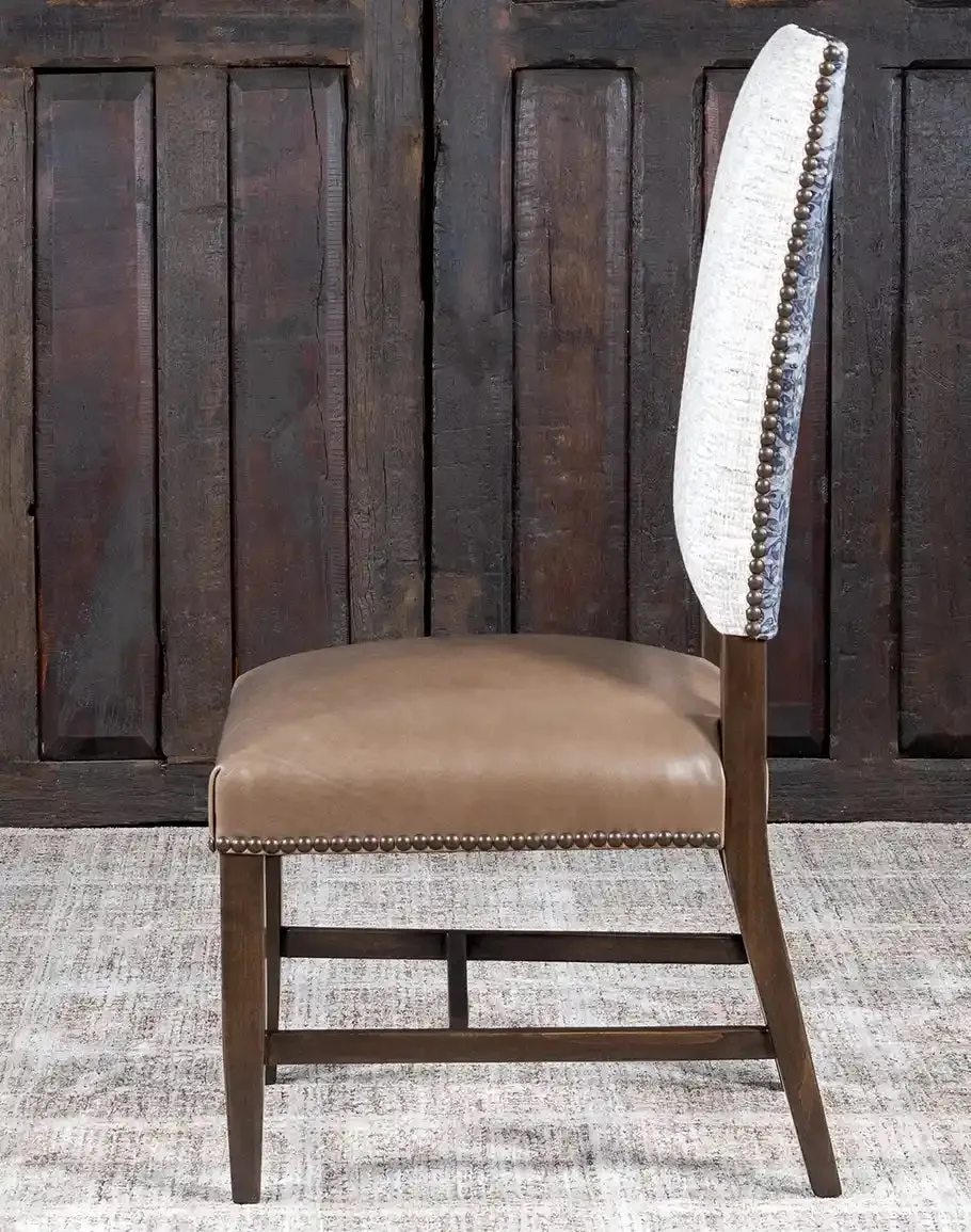 Baltic Leather and Tweed Western Dining Chair