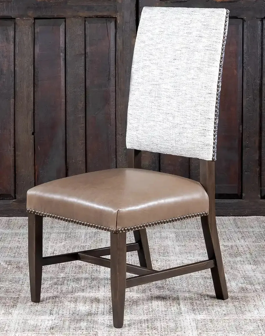 Baltic Leather and Tweed Western Dining Chair