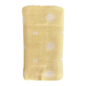 Bamboo   Cotton Muslin Swaddle Wrap | Lemon - Daisy Print