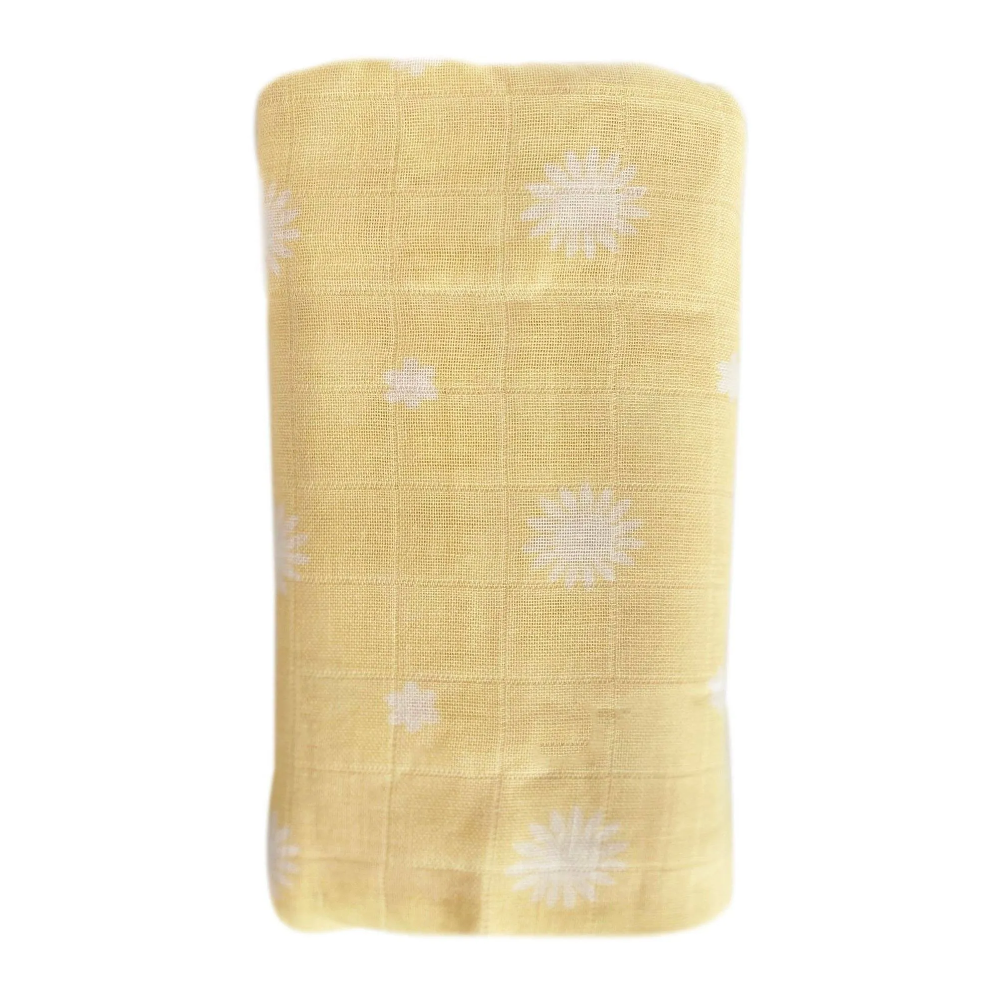 Bamboo   Cotton Muslin Swaddle Wrap | Lemon - Daisy Print