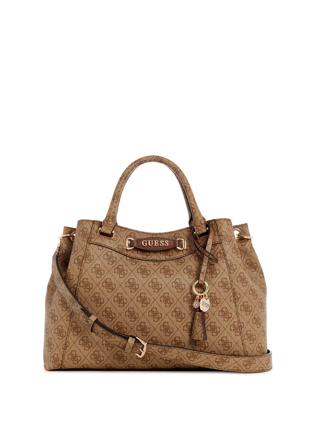 Beige Brown Logo Emera Satchel Bag