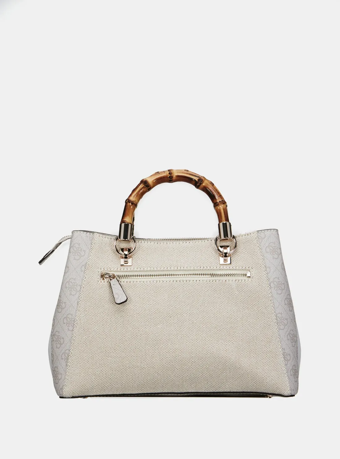 Beige Logo Kerima Bamboo Satchel Bag