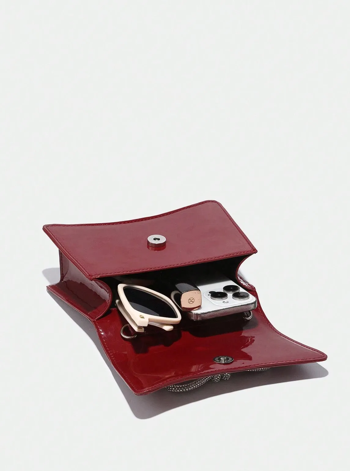 Billie Mini Bow Bag Patent Burgundy