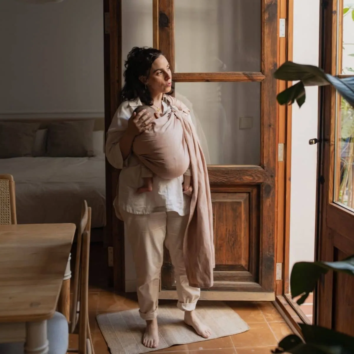 Boba Linen Ring Sling - Peony