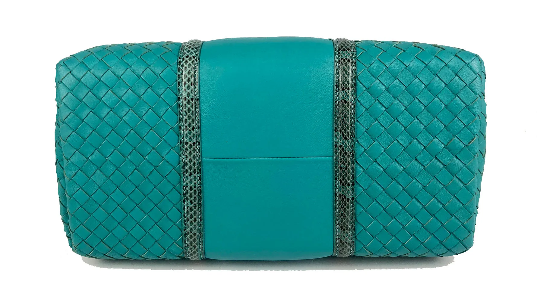 Bottega Veneta Teal Nappa Ayers Small Roma Bag