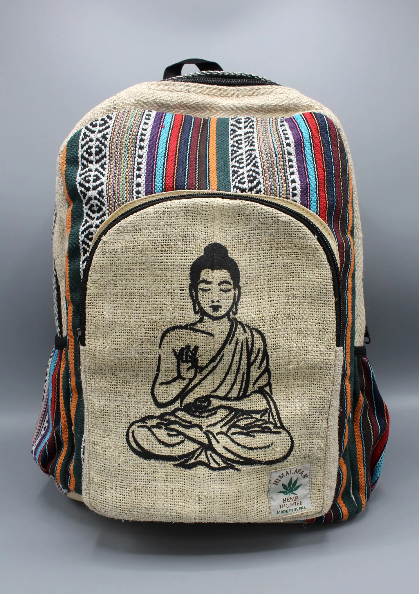 Buddha Printed Natural Hemp Backpack