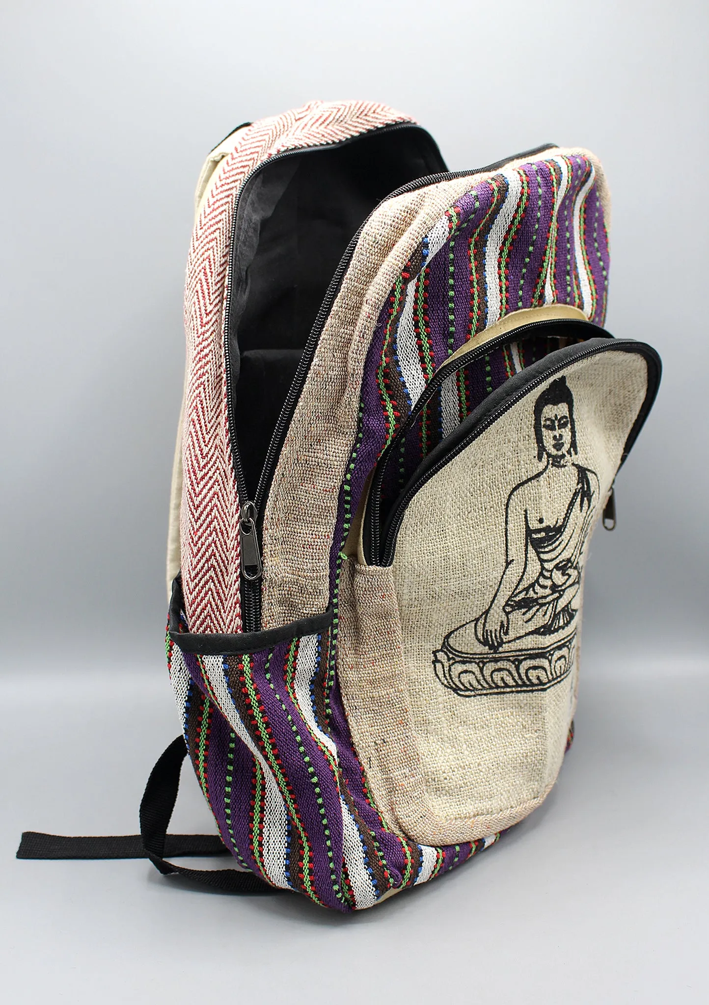 Buddha Printed Natural Hemp Backpack