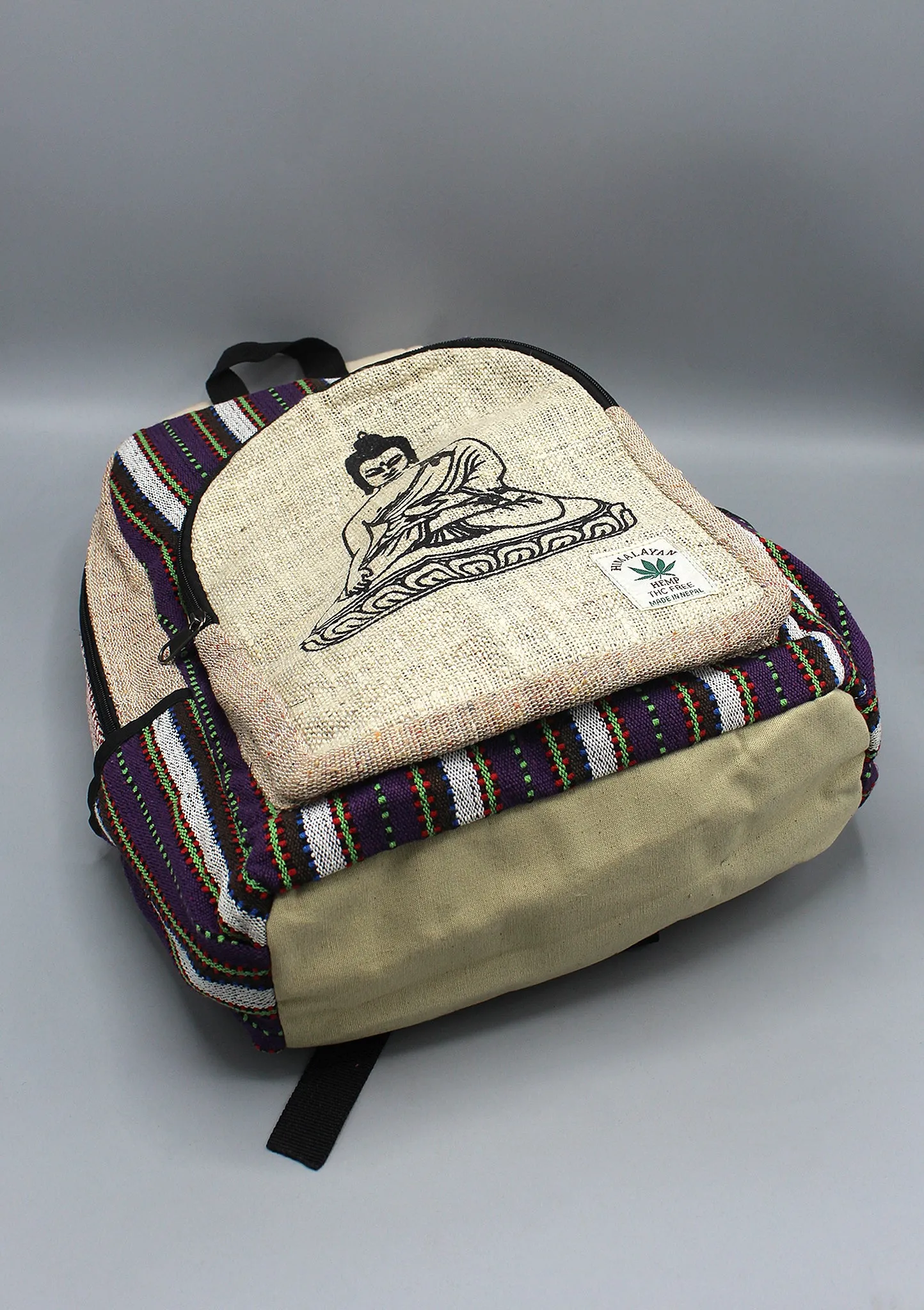 Buddha Printed Natural Hemp Backpack