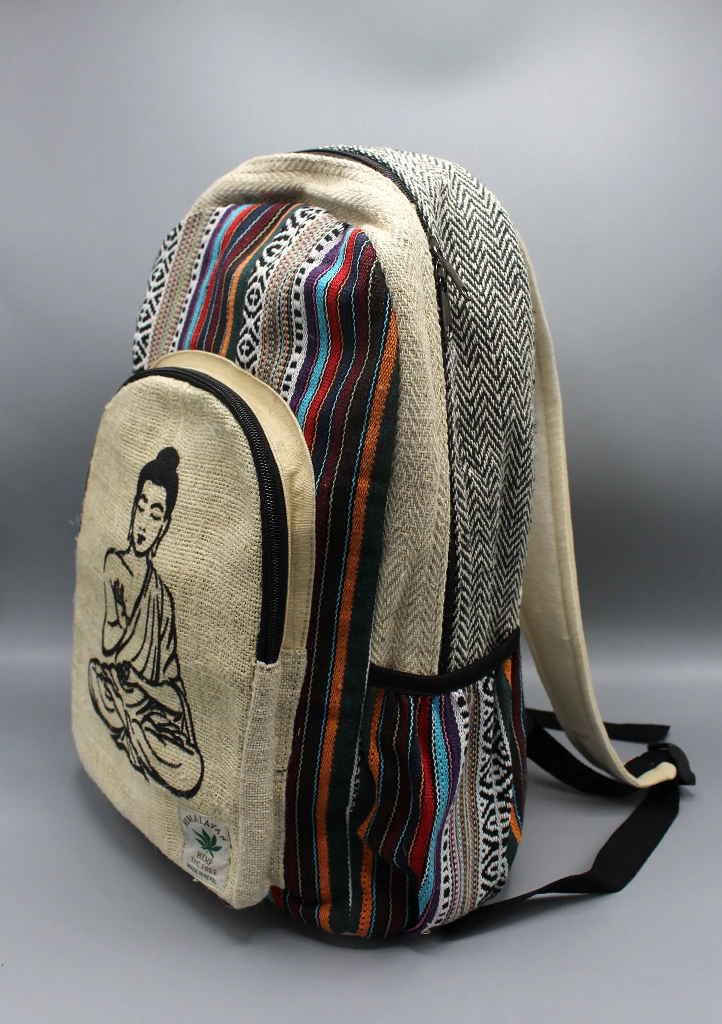 Buddha Printed Natural Hemp Backpack