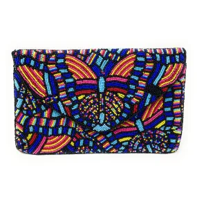 Butterfly Beaded Floral Clutch Purse