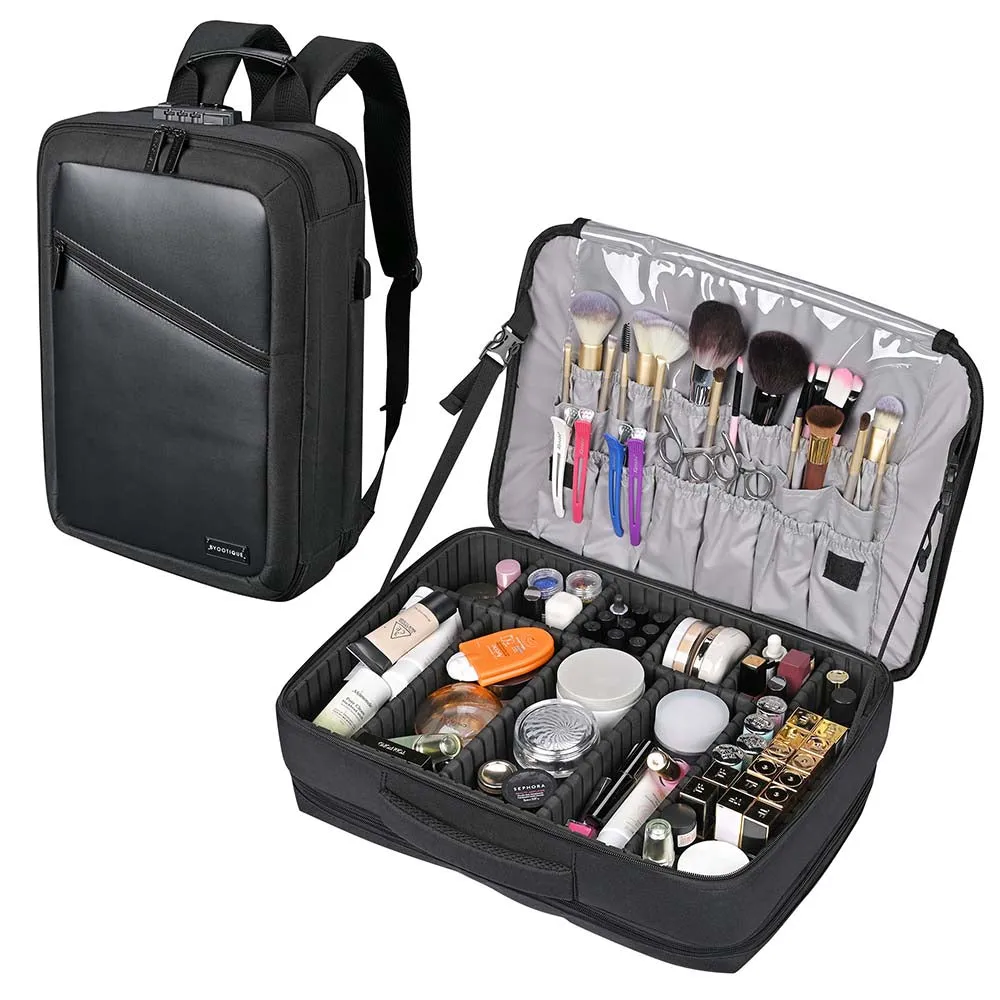 Byootique Pro Artist Makeup Backpack with Dividers TSA Lock