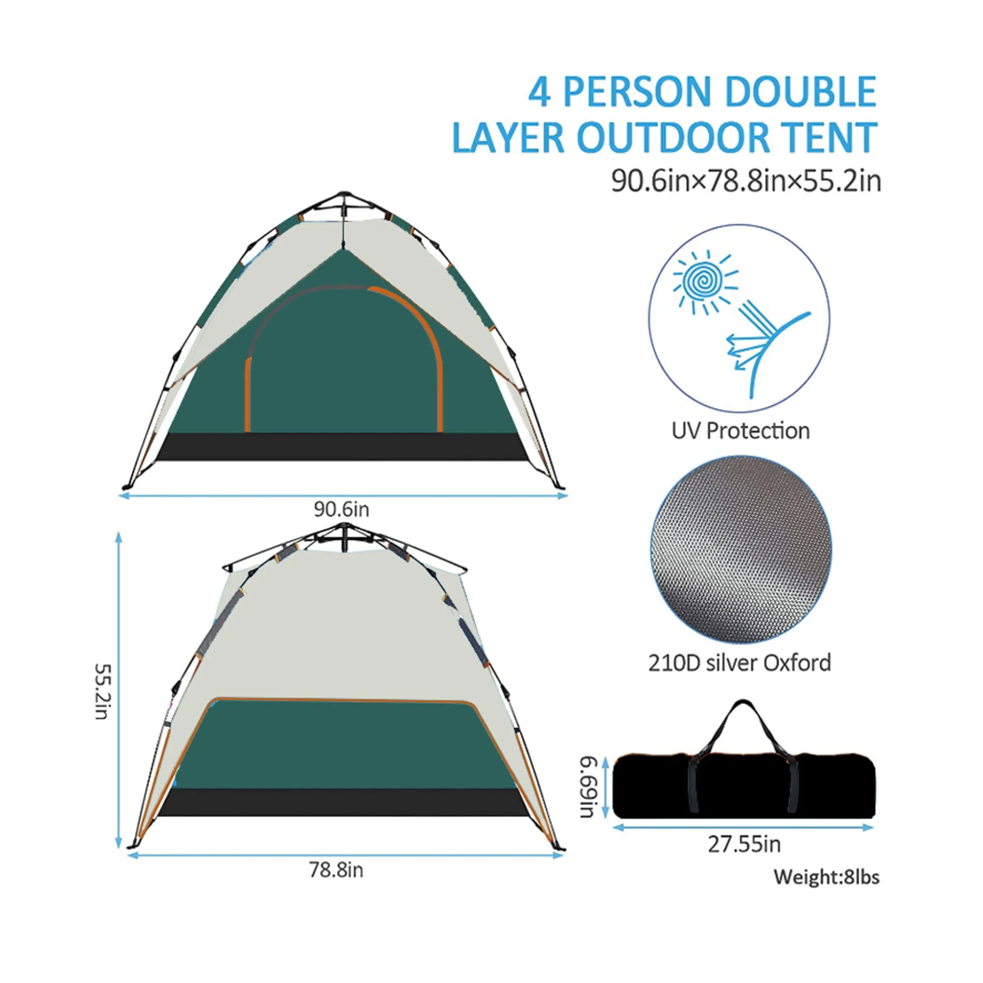 Camping dome tent is suitable for 2/3/4/5 people Waterproof Spacious Portable Backpack