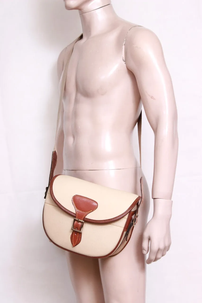 Canvas and Leather Shooting Bag in Cream Color