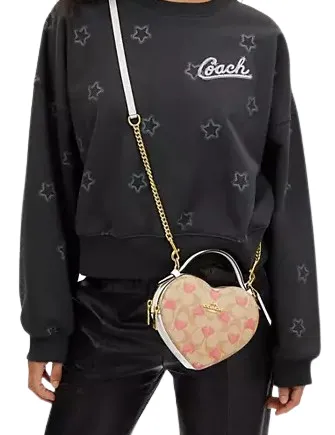 Coach Heart Crossbody In Signature Canvas With Heart Print