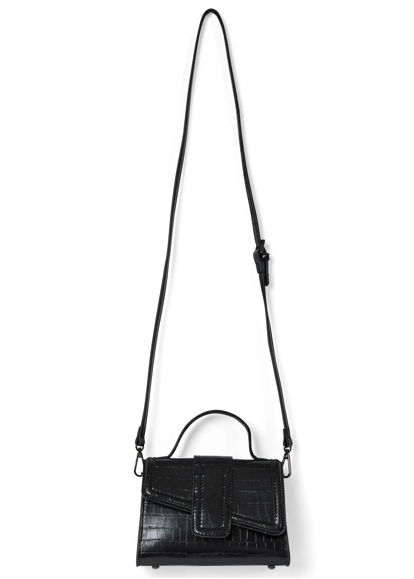 Croc Detail Handbag - Black