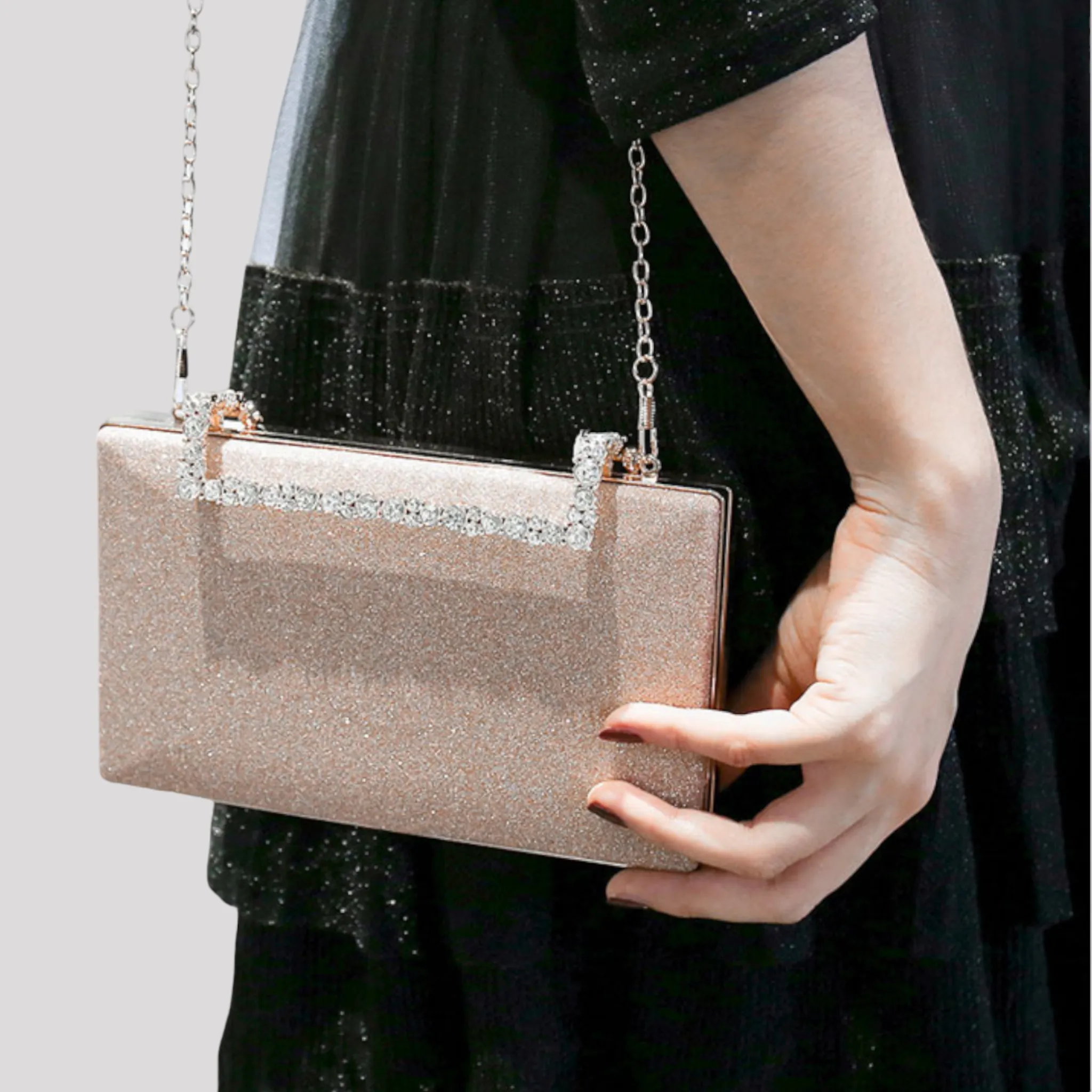 Crystal Handle Evening Clutch Bag available in 9 Colours