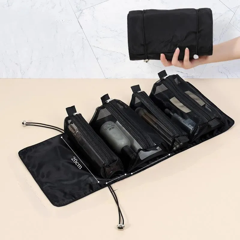 Detachable Makeup Bag Set – 4-in-1 Portable, Foldable Travel Cosmetic & Toiletry Organizer Pouch