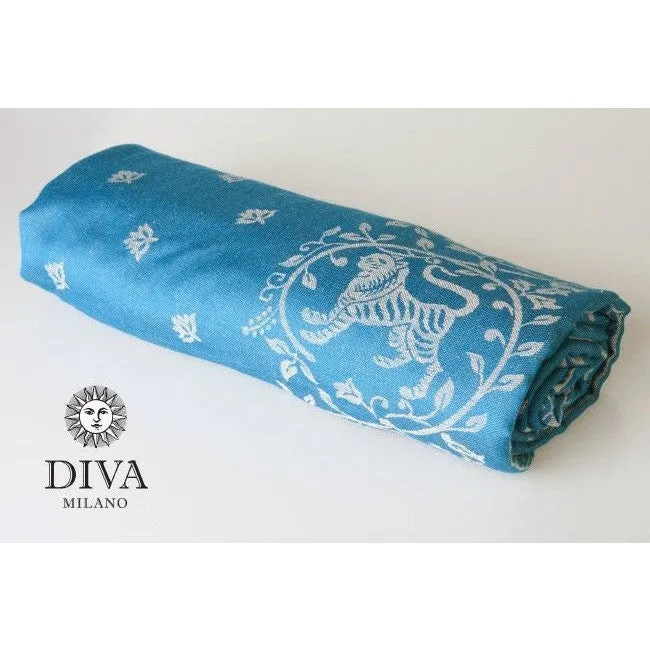 Diva Milano Woven Wrap - Barocco Lions (with Linen) - Petrel