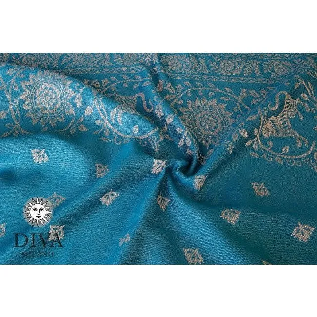 Diva Milano Woven Wrap - Barocco Lions (with Linen) - Petrel